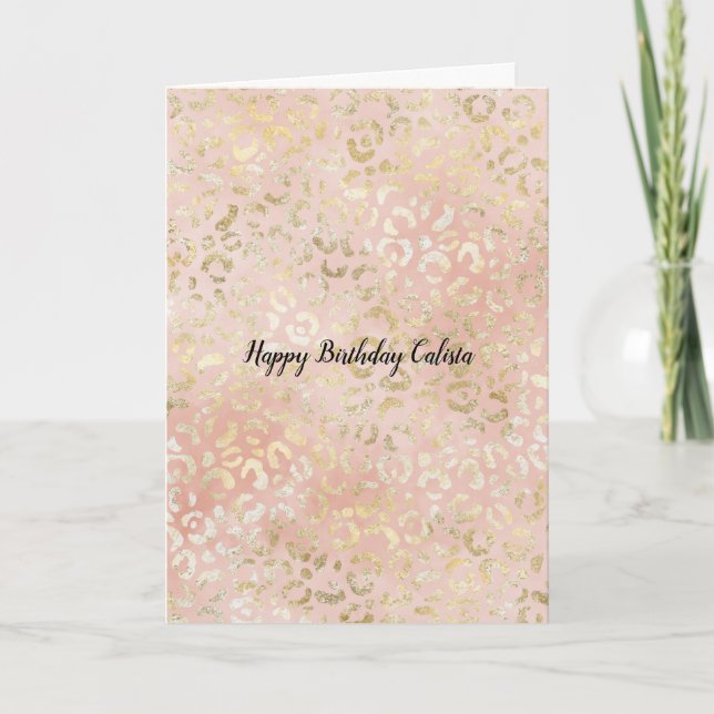 Tarjeta Leopardo rosa Rubor dorado (Anverso)