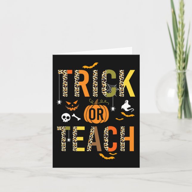 Tarjeta Leopardo Trick O Enseñanza Escuela Halloween Cae A (Anverso)