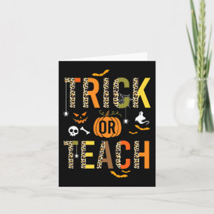 Tarjeta Leopardo Trick O Enseñanza Escuela Halloween Cae A