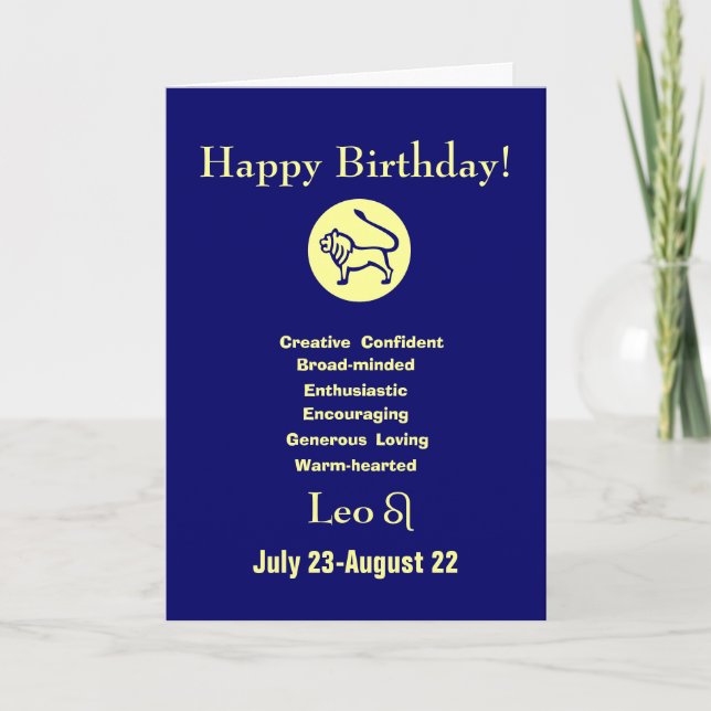 Tarjeta Leo's birthday - horoscope (Anverso)