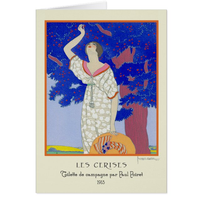 Tarjeta Lepape Art Deco Fashion Les Cerise Blank (Frente)