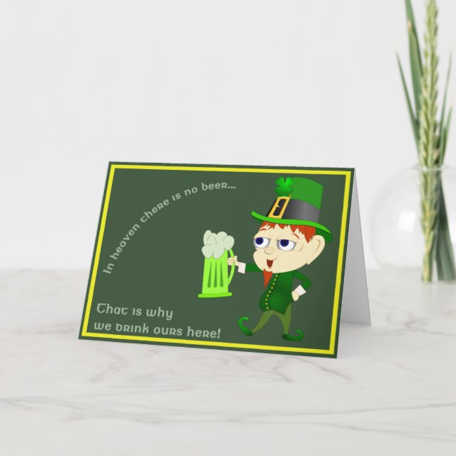 Tarjeta Leprechaun Beer St. Patrick's Day Card (Anverso)
