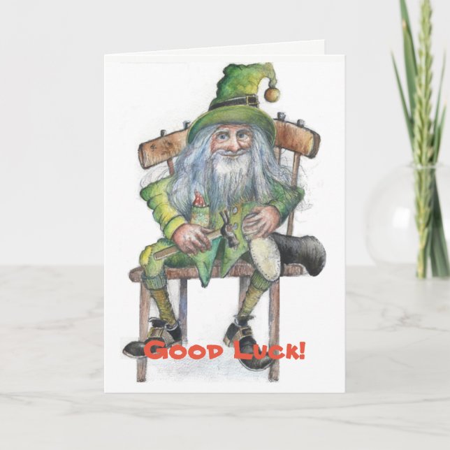 Tarjeta Leprechaun de Buena Suerte (Anverso)