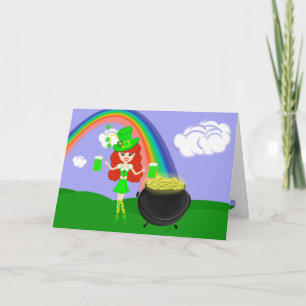 Tarjeta Leprechaun del chica del Redhead del día del St
