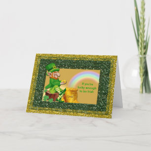 Tarjeta Leprechaun del día de St Patrick afortunado