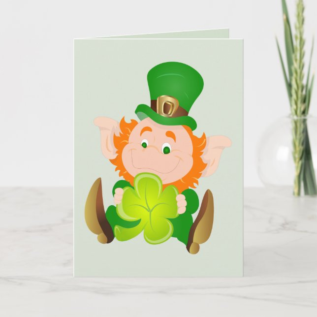 Tarjeta Leprechaun del día de St Patrick feliz (Anverso)