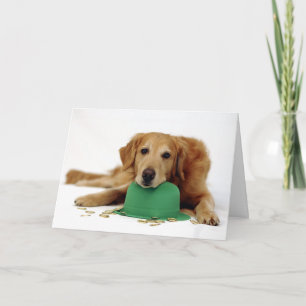 Tarjeta Leprechaun del golden retriever
