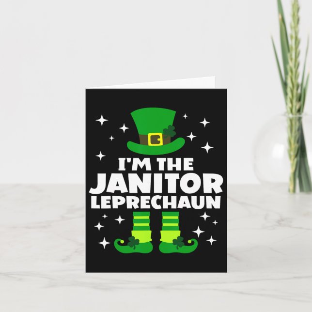 Tarjeta Leprechaun divertido irlandés conserje feliz St Pa (Anverso)