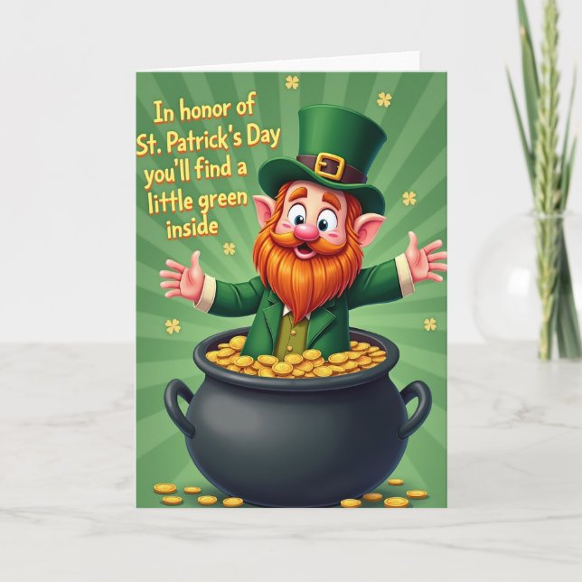 Tarjeta Leprechaun Faux Gold Foil Card (Anverso)
