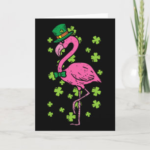 Tarjeta Leprechaun Flamingo Trébol Día de San Patricio Ani