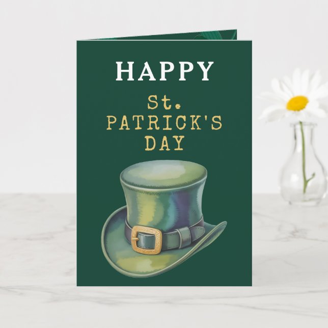 Tarjeta Leprechaun Hat Happy St Patrick Day Card (Planta pequeña)
