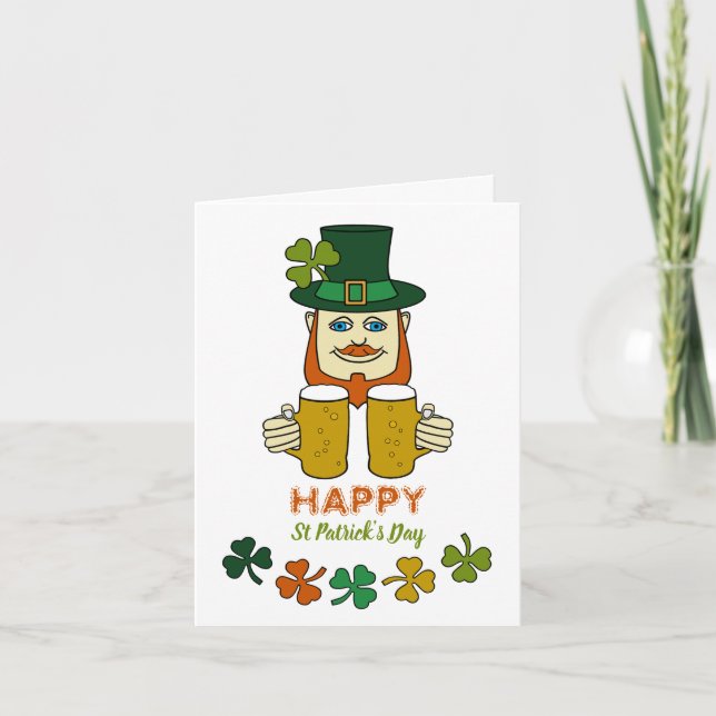 Tarjeta Leprechaun irlandés, Día de San Patricio (Anverso)