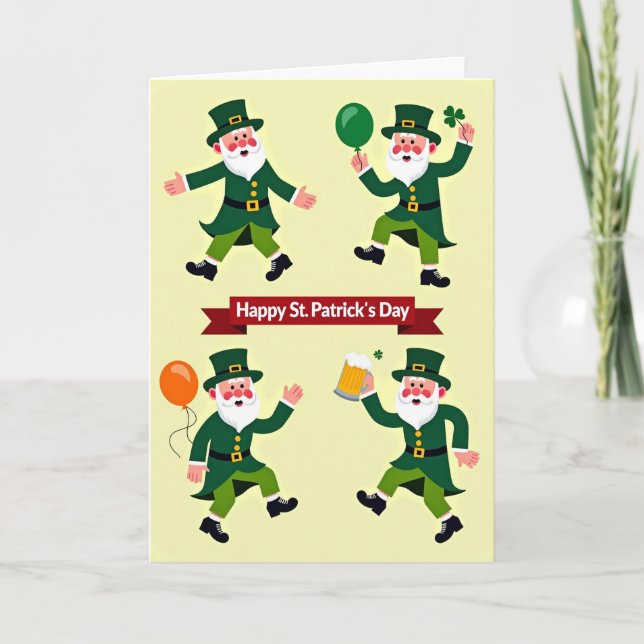 Tarjeta Leprechaun Pattern St Patricks Day Card (Anverso)