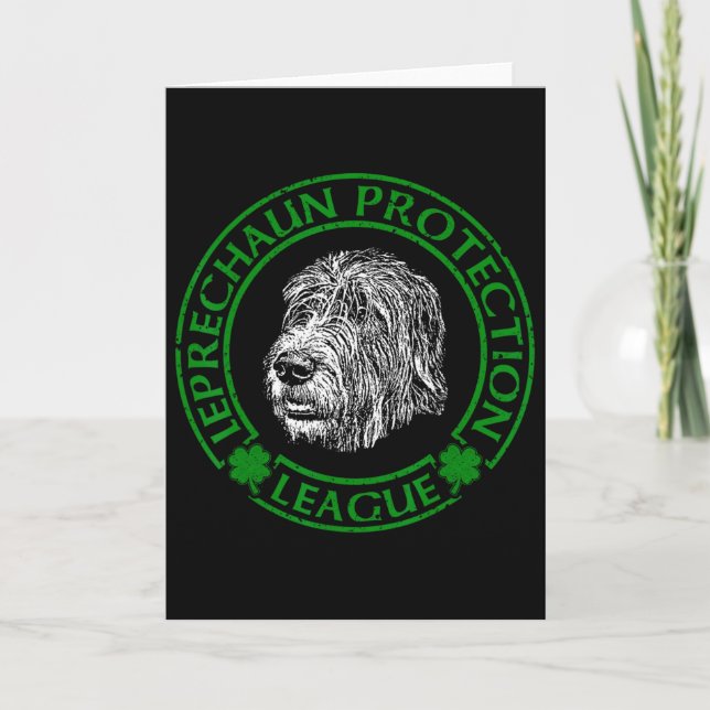 Tarjeta Leprechaun Protection League Irish Wolfhound  (Anverso)