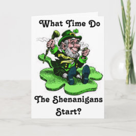 Tarjeta Leprechaun Sentado En Un Shamrock