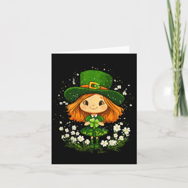 Tarjeta Leprechaun Shamrock Chicas St Patricks Day L (Anverso)