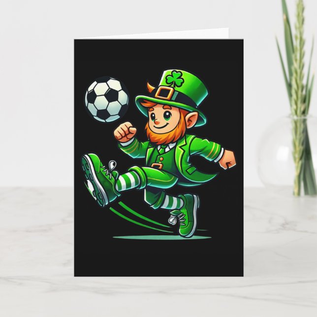 Tarjeta Leprechaun Soccer St Patricks Day Player Boys Men  (Anverso)