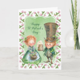 Tarjeta Leprechaun y Clover | Día de San Patricio