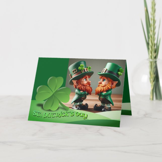 Tarjeta Leprechauns St Patrick's Day texto HGCO1 (Anverso)