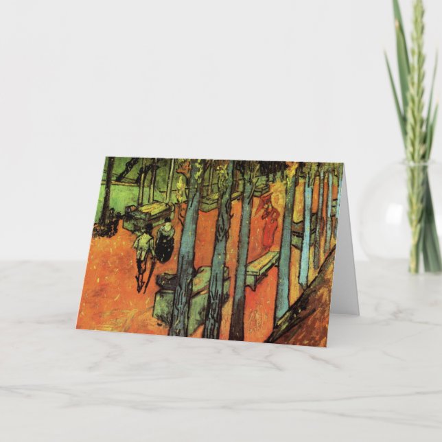 Tarjeta Les Alyscamps, hojas de otoño de Vincent van Gogh (Anverso)
