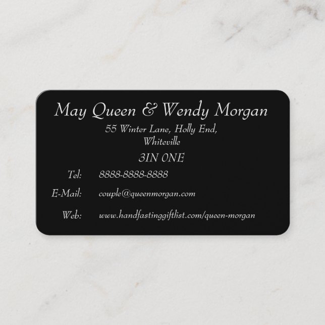 Tarjeta lesbiana del contacto de Handfasting de la (Anverso)