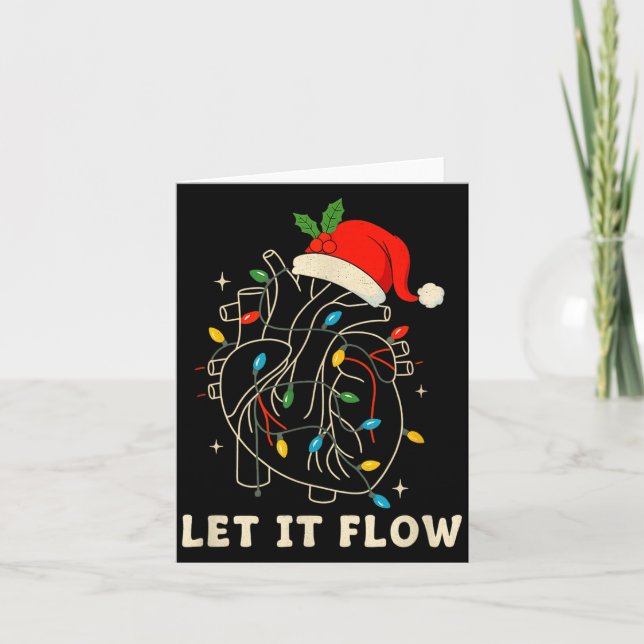 Tarjeta Let It Flow Funny Anatomical Heart Christmas, Medi (Anverso)