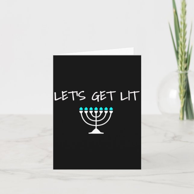 Tarjeta Let S Get Lit Jewish Hanukkah Menorah Chanukkah  (Anverso)