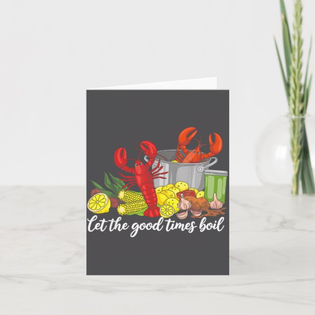 Tarjeta Let The Good Times Boil Funny Crawfish Season Loui (Anverso)