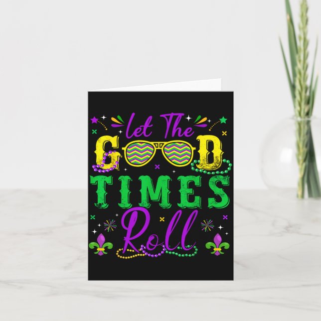 Tarjeta Let The Good Times Roll Mardi Gras New Orleans Men (Anverso)
