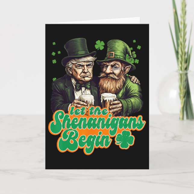 Tarjeta Let The Shenanigans Begin St Patrick's Day Shamroc (Anverso)
