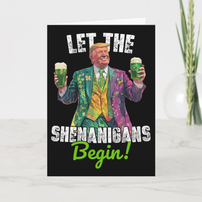 Tarjeta Let The Shenanigans Begin Trump St Patrick's Day F (Anverso)