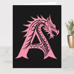Tarjeta Letra A con estilo dragón, alfabeto dragón, monogr