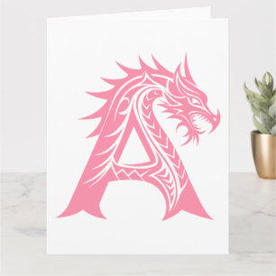 Tarjeta Letra A con estilo dragón, alfabeto dragón, monogr