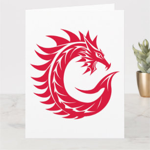 Tarjeta Letra C con estilo dragón, alfabeto dragón, monogr