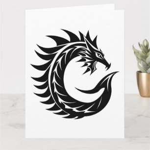Tarjeta Letra C con estilo dragón, alfabeto dragón, monogr