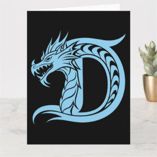 Tarjeta Letra D con estilo dragón, alfabeto dragón, monogr