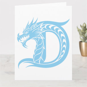 Tarjeta Letra D con estilo dragón, alfabeto dragón, monogr