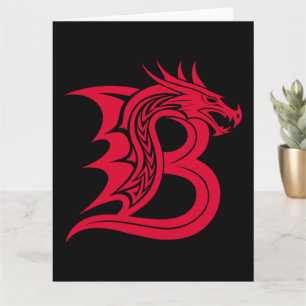 Tarjeta Letra estilo dragón B, alfabeto dragón, monograma