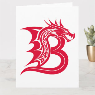 Tarjeta Letra estilo dragón B, alfabeto dragón, monograma