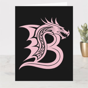 Tarjeta Letra estilo dragón B, alfabeto dragón, monograma