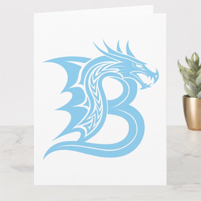 Tarjeta Letra estilo dragón B, alfabeto dragón, monograma (Planta pequeña)