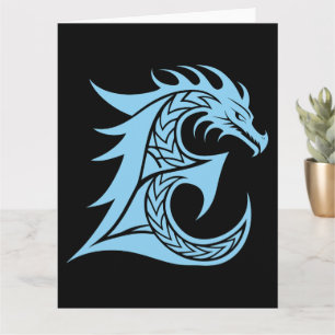 Tarjeta Letra estilo dragón E, alfabeto dragón, monograma