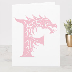 Tarjeta Letra estilo dragón F, alfabeto dragón, monograma