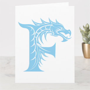 Tarjeta Letra estilo dragón F, alfabeto dragón, monograma