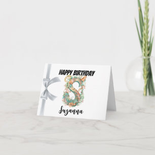 Tarjeta Letra monograma "S" Feliz Cumpleaños