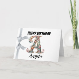 Tarjeta Letra monogramada "A" Cumpleaños feliz