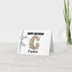 Tarjeta Letra monogramada "C" Cumpleaños feliz