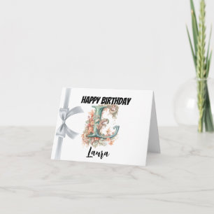 Tarjeta Letra monogramada "L" Cumpleaños feliz