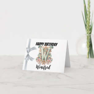 Tarjeta Letra monogramada "W" Cumpleaños feliz