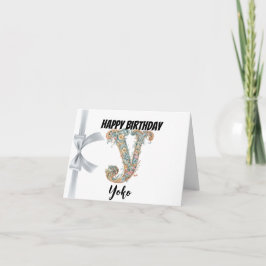 Tarjeta Letra monogramada "Y" Cumpleaños feliz